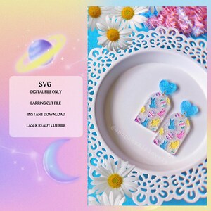 Easter Bunny Shield Pattern SVG Cut File | Laser Ready | Glowforge Ready | Earring Cut File | Digital Download | Easter Spring SVG File