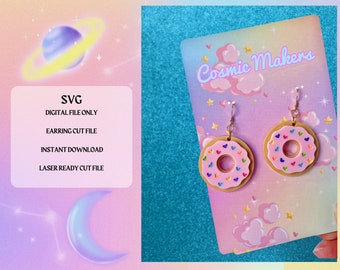 Cute Sprinkle Donut Earring SVG Cut File | Laser Ready | Glowforge Ready | Earring Cut File | Digital Download | Sweets SVG File
