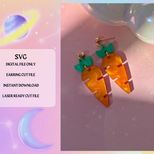 Archivo SVG de zanahorias de conejo de Pascua para cortar / Listo para láser / Listo para Glowforge / Archivo SVG de aretes / Descarga digital / Archivo SVG del día de primavera de Pascua