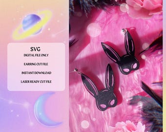 Sexy Häschen Maske Ohrring SVG Schnitt Datei | Laserbereit | Glowforge Bereit | Ohrring Cut File | Digitaler Download | Valentinstag SVG-Dateien