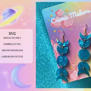 Himmlische Mondphase Sternzeichen Ohrring SVG Schnittdatei | Laserbereit | Glowforge Bereit | Ohrring Cut File | Digitaler Download | Frühlingstag SVG-Datei