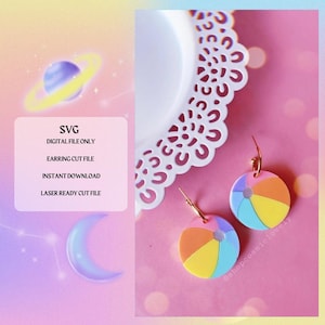 Archivo SVG de corte para aretes de pelota de playa de verano / Listo para láser / Listo para Glowforge / Archivo de corte para aretes / Descarga digital / Aretes de verano