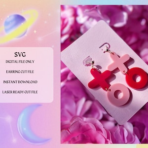 XOXO Valentine Earring gesneden SVG-bestand | Gereed voor laser | Klaar voor Glowforge | Oorbel gesneden bestand | Digitale download | SVG-bestand lentedag