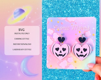 Valentinstag Jack o Lantern SVG Schnitt Datei | Laserbereit | Glowforge Bereit | Ohrring Cut File | Digitaler Download | Valentinstag SVG-Dateien