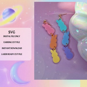 Easter Marshmallow Bunny Dangles SVG Cut File | Laser Ready | Glowforge Ready | Earring Cut File | Digital Download | Easter Spring SVG File