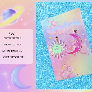 Himmlische Sonne und Mond SVG Schnittdatei | Laserbereit | Glowforge Bereit | Ohrring Cut File | Digitaler Download | Himmlische SVG | Ohrring SVG-Datei