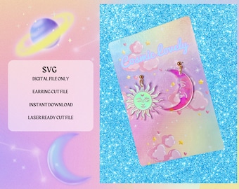 Celestial Sun and Moon SVG Cut File | Laser Ready | Glowforge Ready | Earring Cut File | Digital Download | Celestial SVG |Earring SVG File