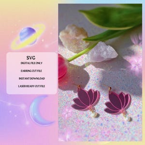 Lotus Blume Baumeln Ohrring SVG Schnitt Datei | Laserbereit | Glowforge Bereit | Ohrring Cut File | Digitaler Download | Blume SVG-Datei