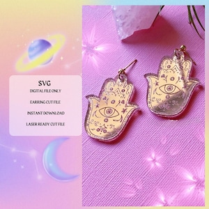 Hamsa SVG Schnittdatei | Laserbereit | Glowforge Bereit | Ohrring Cut File | Digitaler Download | Himmlische SVG | Ohrring SVG-Datei