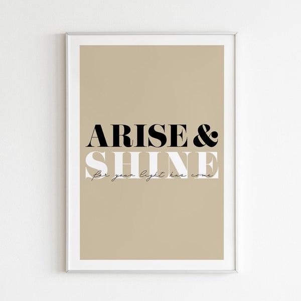 Isaiah 60:1 Bible Verse Print, Arise and Shine Printable Bible Quote, Christian Poster, Modern Christian Print, Scripture Wall Decor