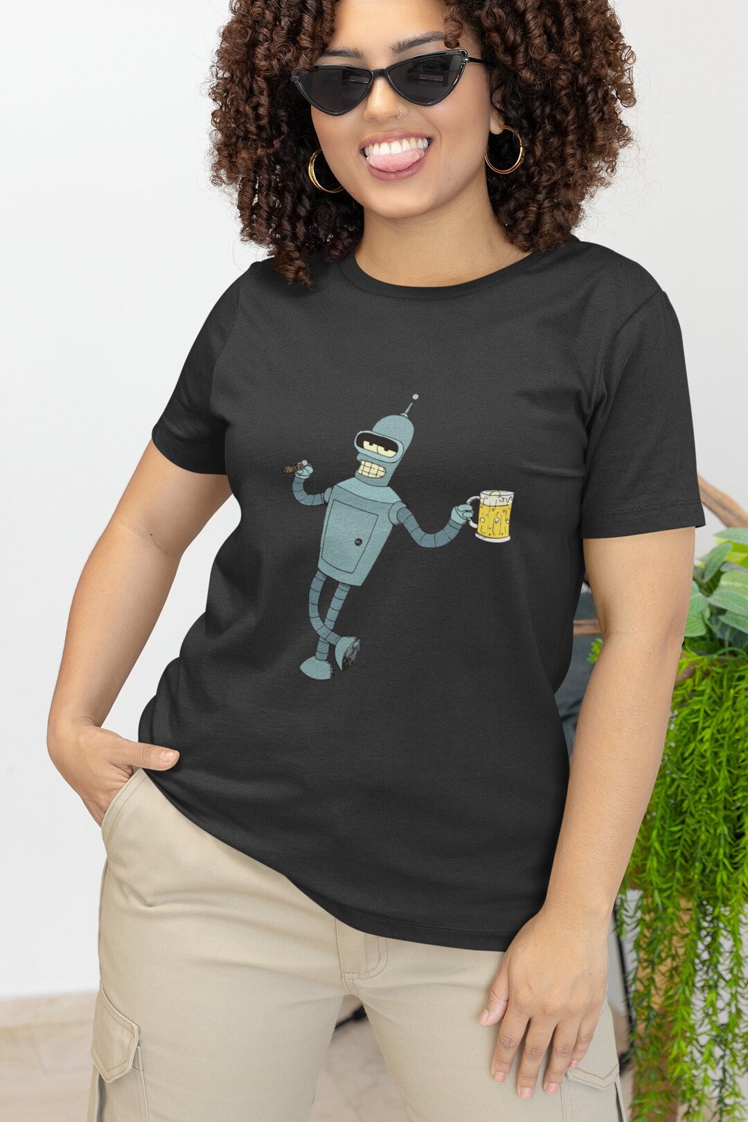 Camiseta Bender Futurama Para Mujer Gris T-shirt De Comercio Justo  Algodón Orgánico