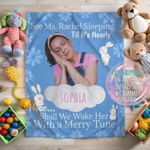 Personalized Ms Rachel Velveteen Plush Blanket Little Bunnies Sleeping 50x60&quot; Miss Rachel Custom Keepsake Christmas Birthday Gifts
