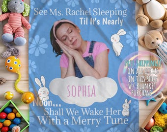Personalized Ms. Rachel Plush Blanket: Little Bunnies, Custom Keepsake (50"x60") Toddler Baby Keepsake