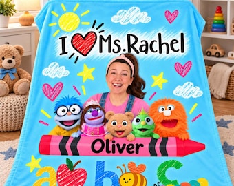 Personalized Ms. Rachel Plush Blanket Miss Rachel Christmas Birthday Baby First Gift