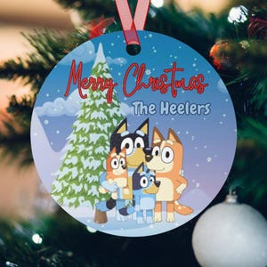 Bluey Merry Christmas from The Heelers Metal Ornaments