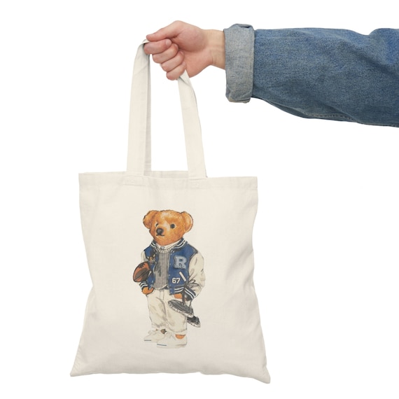 Vintage Polo Bear Natural Tote Bag - Etsy Vintage Polo Bear Natural Tote Bag - Etsy