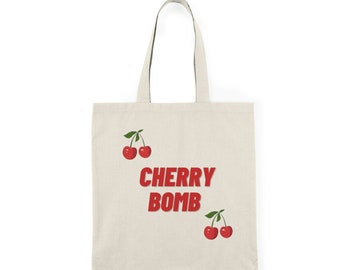 Cherry Bomb Natural Tote Bag