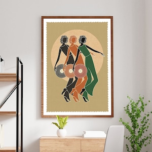 Carteles estéticos, decoración del hogar, póster vintage, arte de pared retro, póster de jazz, música de los años 70, arte de pared, arte digital, regalo para ella, póster mural de vinilo