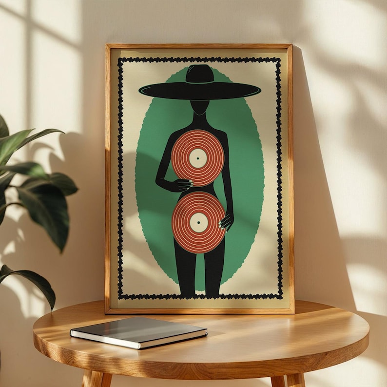 Jazz poster retro wall art vintage poster music 70s Wall art piano digital art deco print on demand Home decor gift for her affiche murale