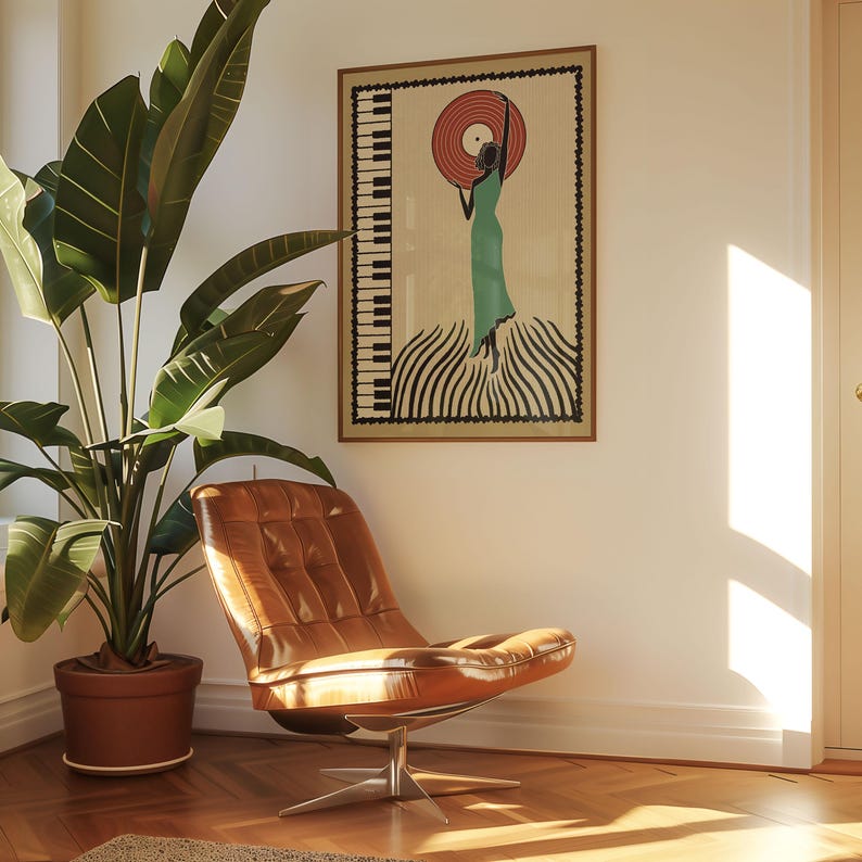 Unique Vintage Jazz art Poster Retro Wall Art Music Lover Bossa Nova wall art Gift for Her  Jazz Print Deco Art on Demand Affiche murale