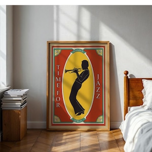 Jazz poster saxophone print retro Wall art vintage poster 70s wall art home decor gift for him digital art print on demand jazz room deco