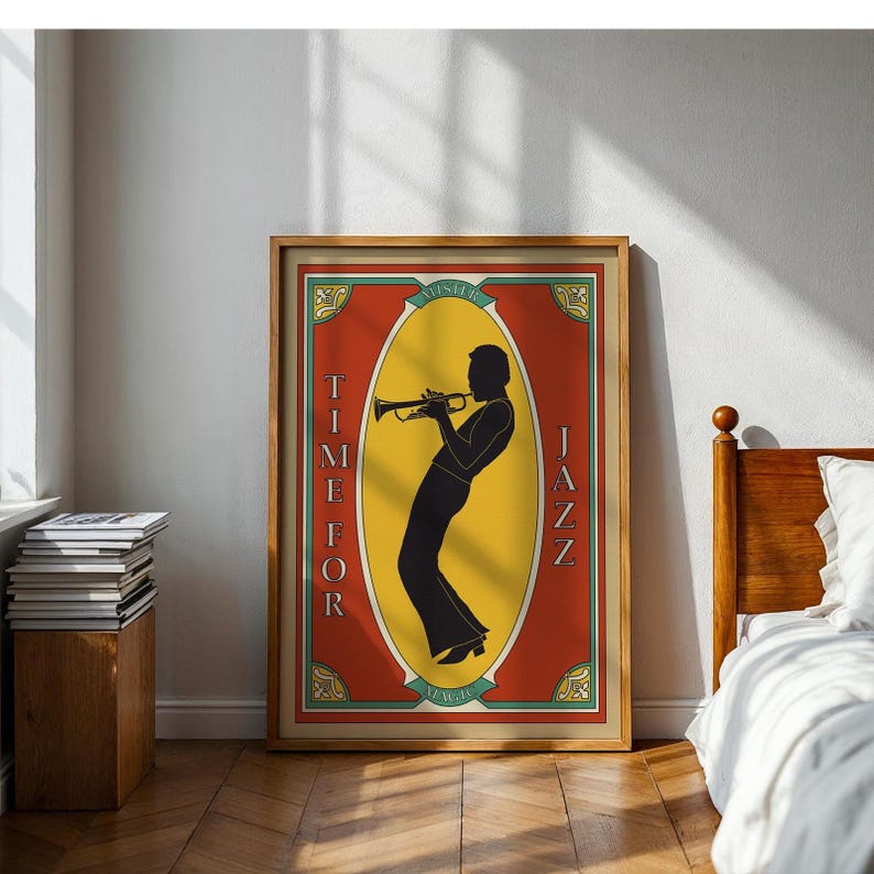Jazz poster saxophone print retro Wall art vintage poster 70s wall art home decor gift for him digital art print on demand jazz room deco
