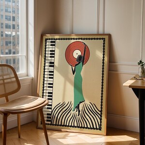 Unique Vintage Jazz art Poster Retro Wall Art Music Lover Bossa Nova wall art Gift for Her  Jazz Print Deco Art on Demand Affiche murale