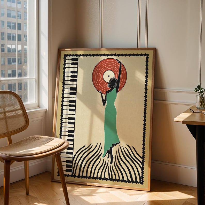 Unique Vintage Jazz art Poster Retro Wall Art Music Lover Bossa Nova wall art Gift for Her  Jazz Print Deco Art on Demand Affiche murale