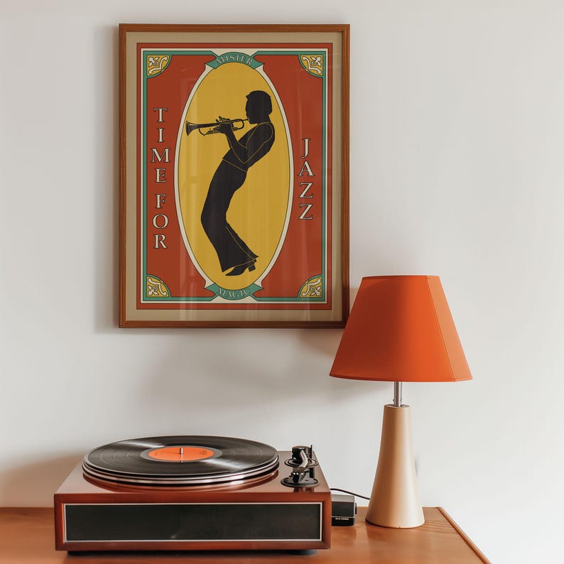 Jazz poster saxophone print retro Wall art vintage poster 70s wall art home decor gift for him digital art print on demand jazz room deco