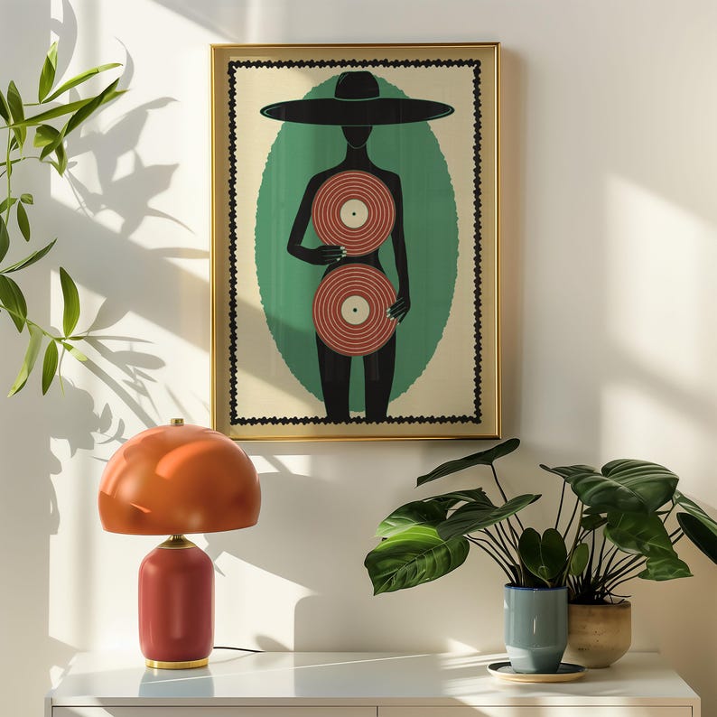 Jazz poster retro wall art vintage poster music 70s Wall art piano digital art deco print on demand Home decor gift for her affiche murale