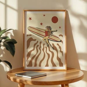 Surf Poster California Wall Art Vintage Poster Retro Wandkunst Surf Print Strand Wandkunst Geschenk für sie druckbare Wandkunst Ozean Digitaldruck