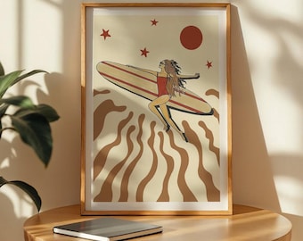 Surf Poster California Wall Art vintage poster retro wall art surf print beach wall art gift for her printable wall art ocean digital print
