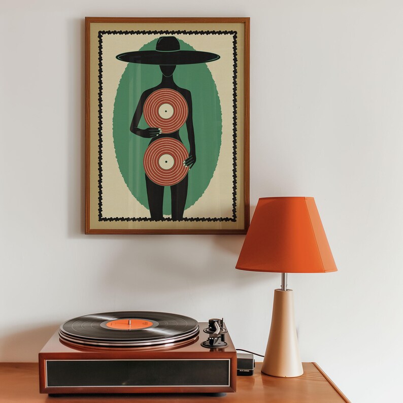 Jazz poster retro wall art vintage poster music 70s Wall art piano digital art deco print on demand Home decor gift for her affiche murale