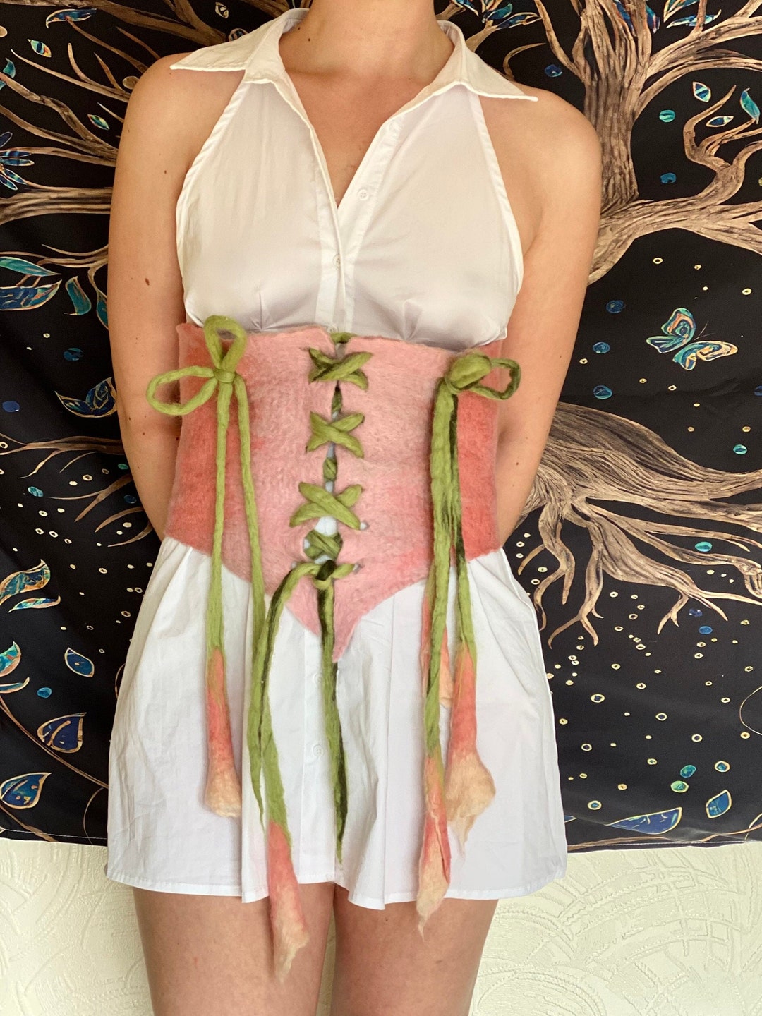 Soft Felted Flower Corset, Pink Lily Corset for Fairy Cosplay Etsy