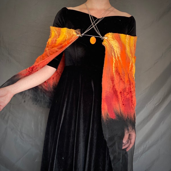 Fantasy Fire Cape, Phoenix Fire Cloak, Volcano Queen of Flame