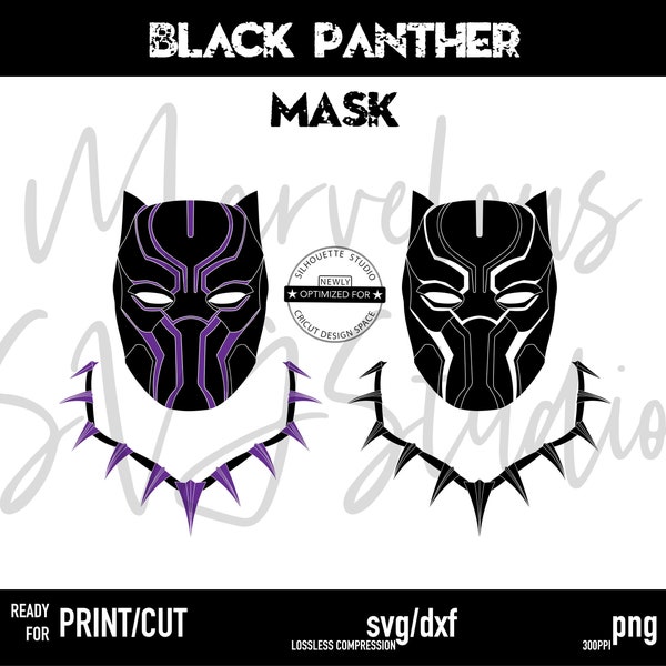 BLACK PANTHER MASK | T'Challa the King of Wakanda | Marvel Avengers Superhero | Quality Png | Svg | Cricut, Silhouette | Instant Download