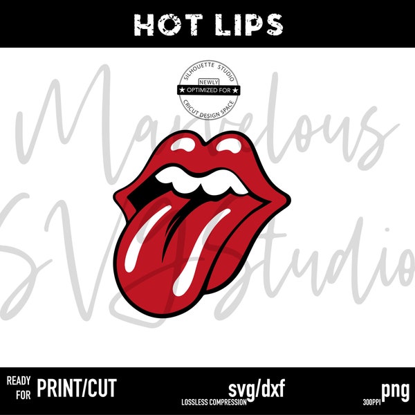 HOT LIPS with TONGUE out | Lips Tongue Clipart | Lips Tongue Symbol | Print | Cut | png | svg | dxf | Cricut | Silhouette | Digital Download