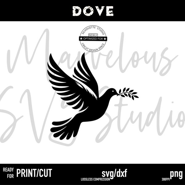 Flying DOVE with OLIVE BRANCH | Peace | Love | Freedom | Bird | Marriage | Symbol | ClipArt | Png | Svg, Dxf - Cricut, Silhouette | Download