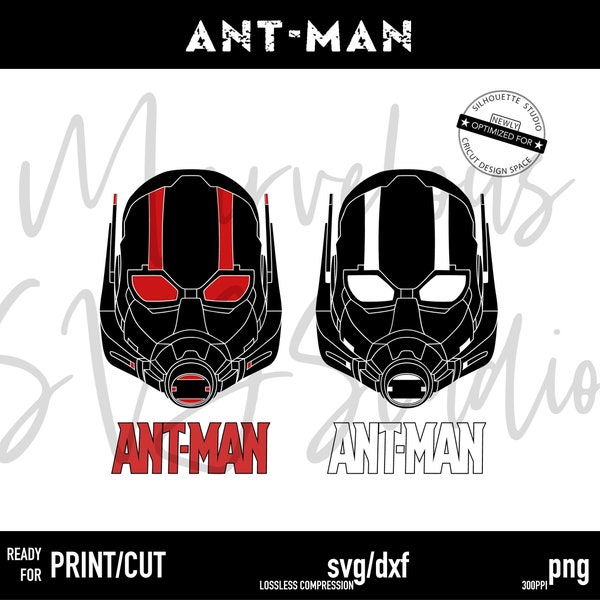 ANT-MAN | Scott Lang | Super-héros Marvel Avengers | Masque | Casque | Logotype | Clipart | png | Svg, Dxf - Cricut, Silhouette | Téléchargement numérique