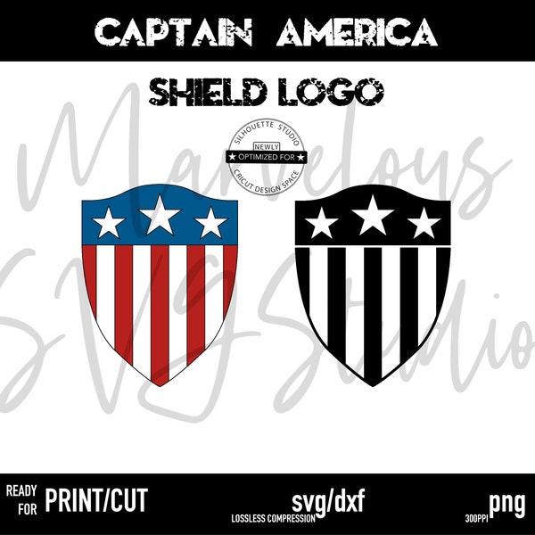 CAPTAIN AMERICA SHIELD | Steve Rogers | Marvel Avengers Superhero | Logo | Svg, Dxf - ready for Cricut, Silhouette | Png | Digital Download