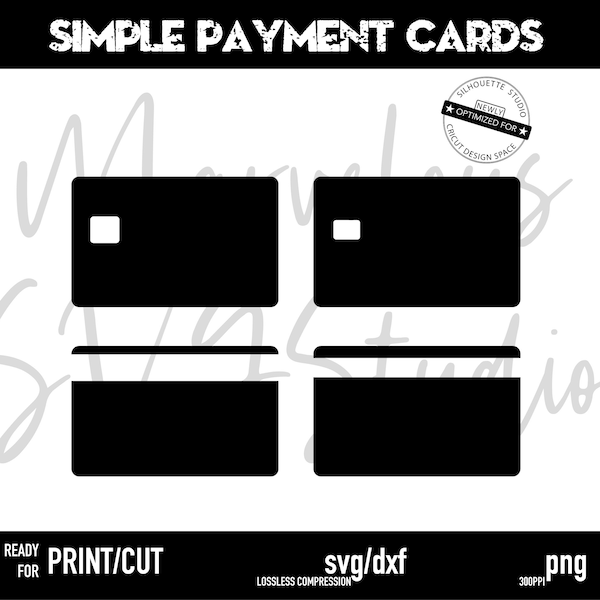 CARTES DE PAIEMENT simples | Carte de crédit | Carte en plastique | Clipart | Distributeur automatique de billets | Banque | Imprimable | png | svg dxf - Silhouette Cricut | Téléchargement numérique