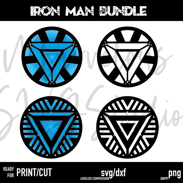 ARC REACTOR BUNDLE | Iron Man | Tony Stark | Heart |  Logo | Marvel Avengers Superhero | png svg dxf - cricut, silhouette | Digital Download