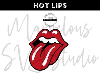 HOT LIPS with TONGUE out | Lips Tongue Clipart | Lips Tongue Symbol | Print | Cut | png | svg | dxf | Cricut | Silhouette | Digital Download