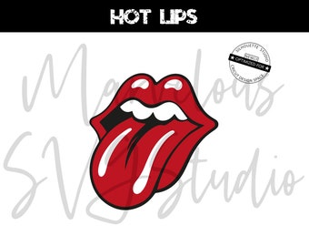 HOT LIPS with TONGUE | Lips Tongue Clipart | Lips Tongue Symbol | Print | Cut | png | svg | dxf | Cricut | Silhouette | Digital Download