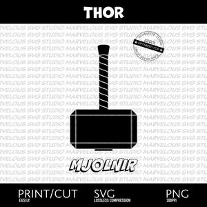 MARTEAU DE MJOLNIR THOR | Thor Odinson | Super-héros Avengers | Logotype | Symbole | Impression découpée de qualité | png svg dxf | Cricut | Silhouette | Télécharger