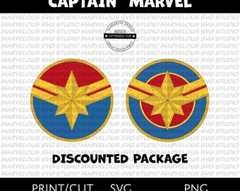 CAPTAIN MARVEL PACK | Bundle | Star | Symbol | Logo | Carol Danvers | Marvel Avengers Superhero | png svg dxf | Cricut Silhouette | Download