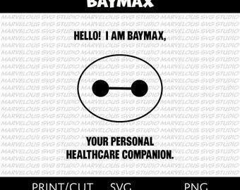 Hello, I AM BAYMAX | Your Personal Healthcare Companion | Big Hero 6 | Head | QUALITY png svg dxf | Cricut | Silhouette | Digital Download