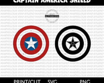 CAPTAIN AMERICA SHIELD | Steve Rogers | Symbol | Logo | Marvel Avengers Superhero | Png | Svg | Dxf | Cricut | Silhouette | Digital Download
