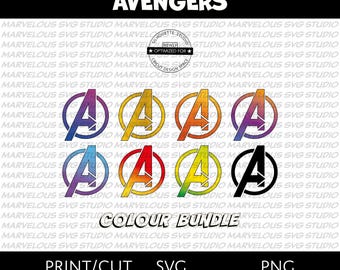 AVENGERS | Colour Bundle | Package | Logo | Symbol | Clipart | QUALITY Print & Cut | png | svg | dxf | Cricut | Silhouette |Digital Download