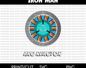 ARC REACTOR | Iron Man | Proof that Tony Stark has a heart  | Symbol | Avenger | QUALITY Print | png | svg |  Silhouette | Digital Download